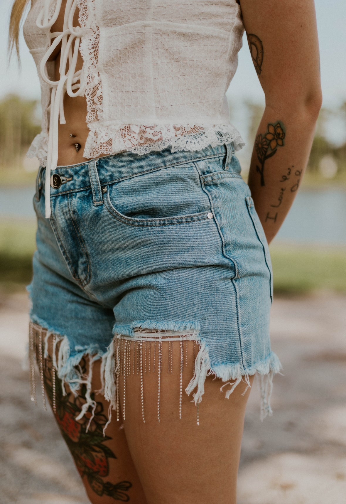 Willows Rhinestone Denim Shorts