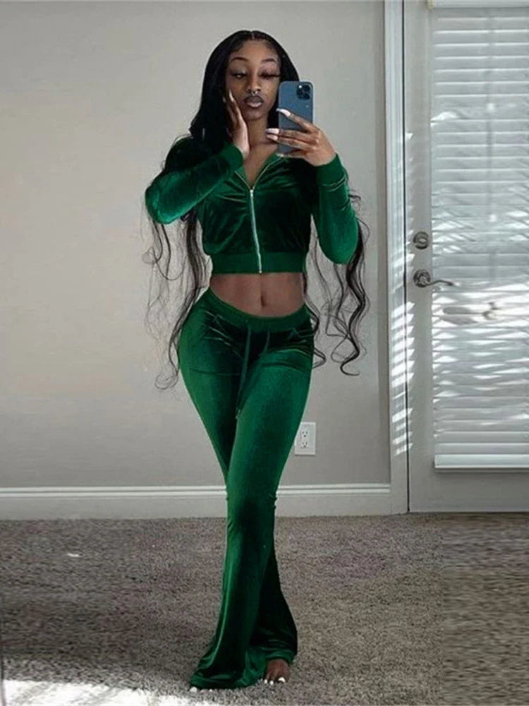 Velour Luxe Zip-Up Jogger Set