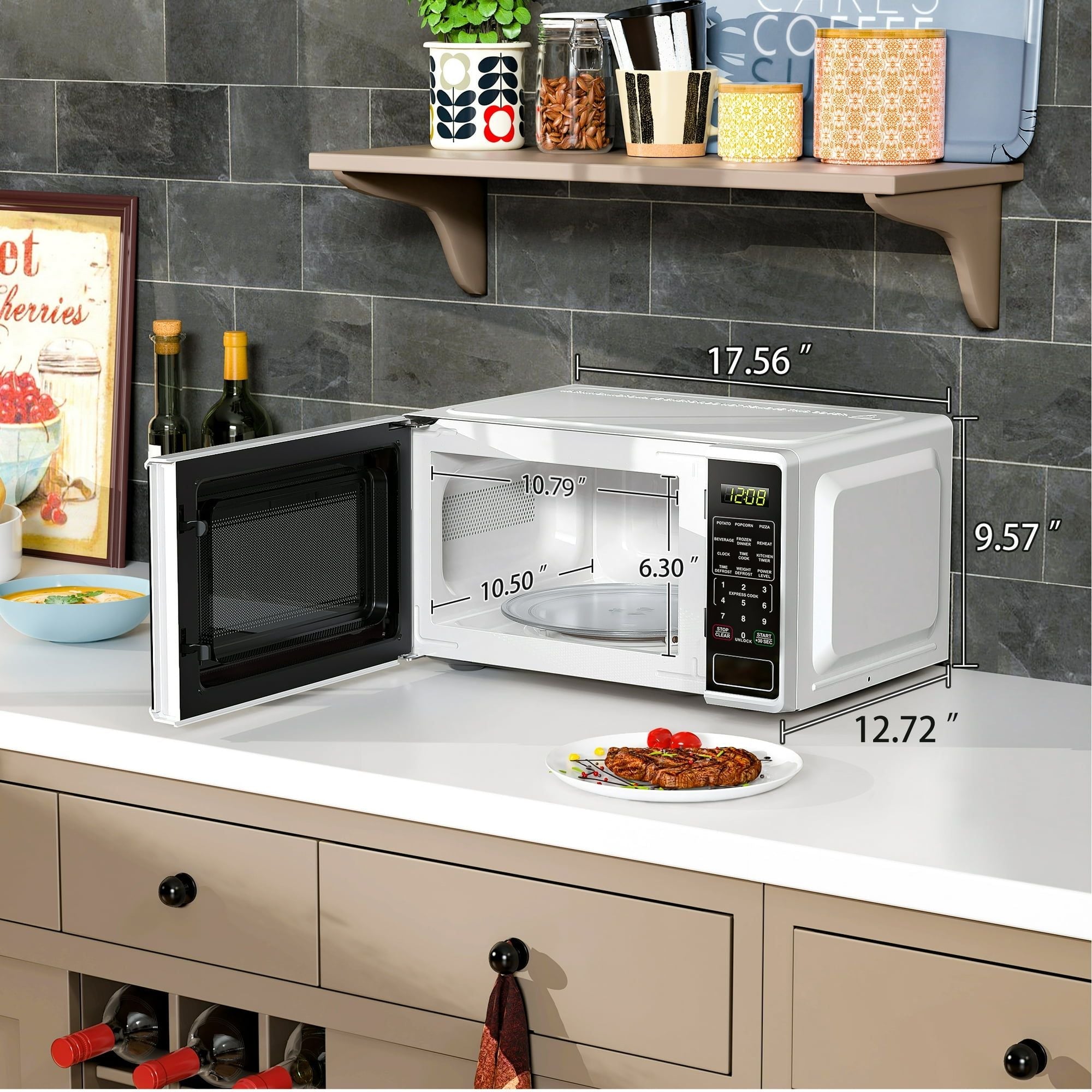 0.7 Cu ft Countertop Microwave Oven, 700 Watts, White